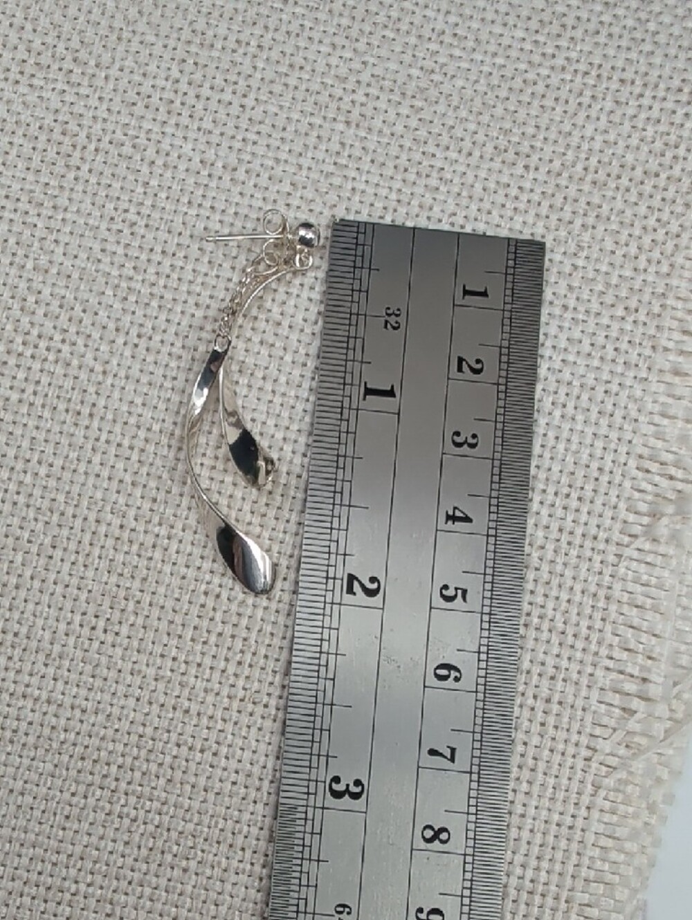 Vintage JCM 925 Sterling Silver Twisted Ribbon Spiral Dangle Drop Earrings - Picture 7 of 16
